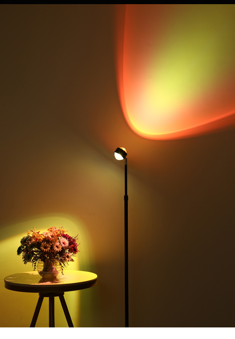 跨境网红夕阳落地灯彩虹投影日落灯直播夕阳氛围灯拍照双头落日灯