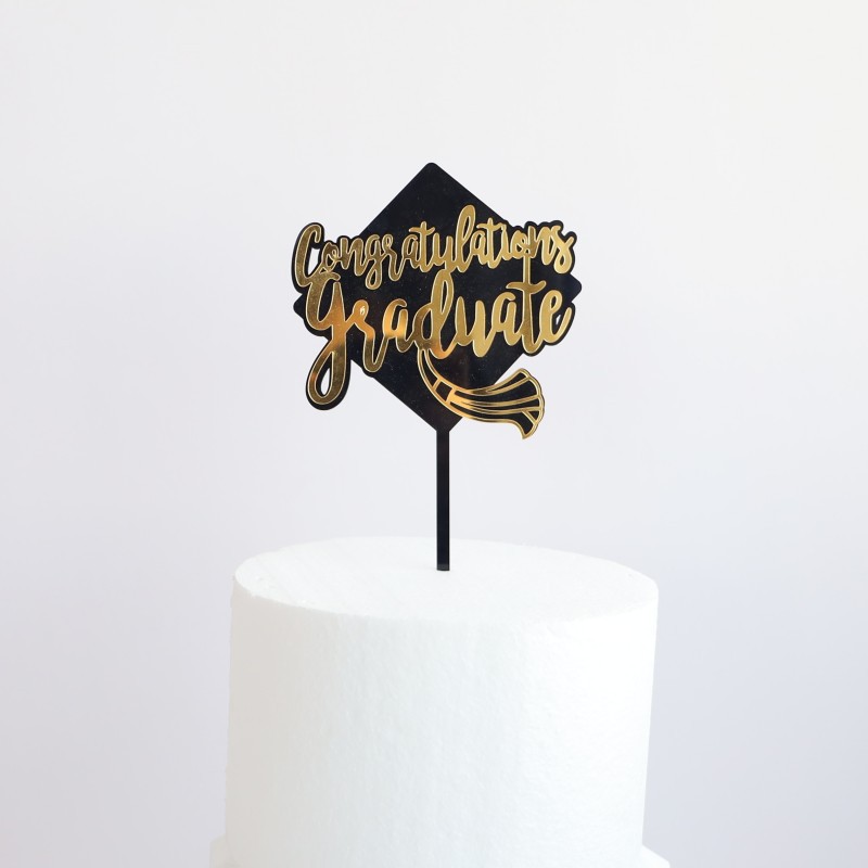 Copyright Cross-Border 2023 Graduation Season Cake Decoration Acrylic Cake Insertion Double Acrylic Graduation Season Plug-in