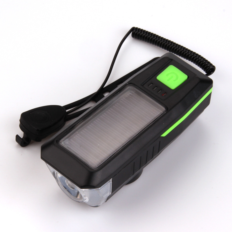 New Style Solar Bike Light USB Charging Horn Light Night Riding Lighting Mountain Bike Headlight