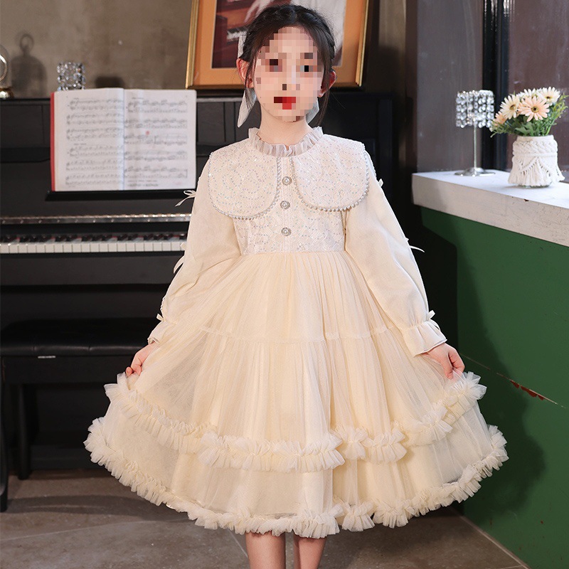 女童裙子公主裙春秋儿童连衣裙小女孩生日衣服纱裙花童婚礼礼服裙