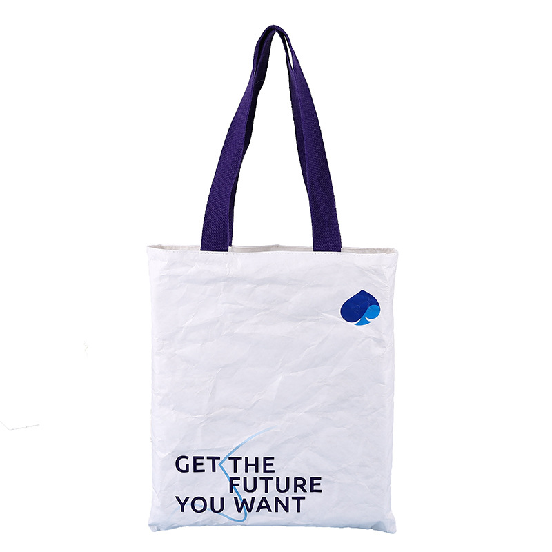 Spot Goods Qiqiang Tear-Proof Advertising Shopping Bag Printed Logo DuPont Paper Bag Student DIY Washable Tote Bag