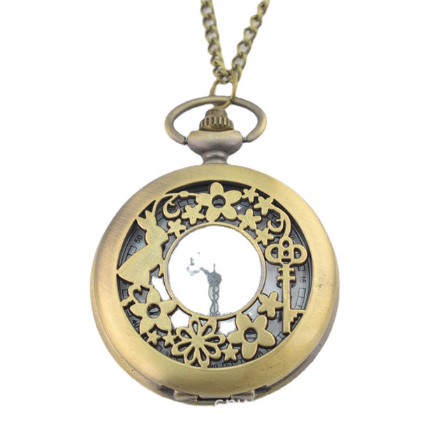 青铜 复古爱丽丝仙境兔子 时尚大号镂空怀表外贸表厂家  礼品表