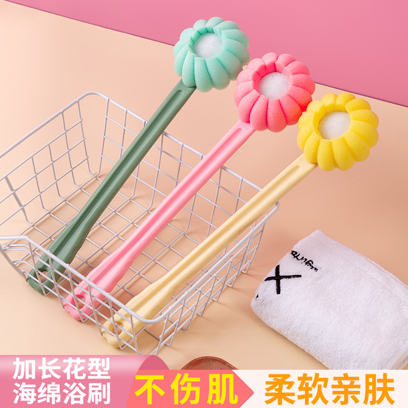 Silicone Bath Brush Bath Sponge Brush Back Bath Towel Extended Handle Strong Bath Brush Cleaning Bath Brush