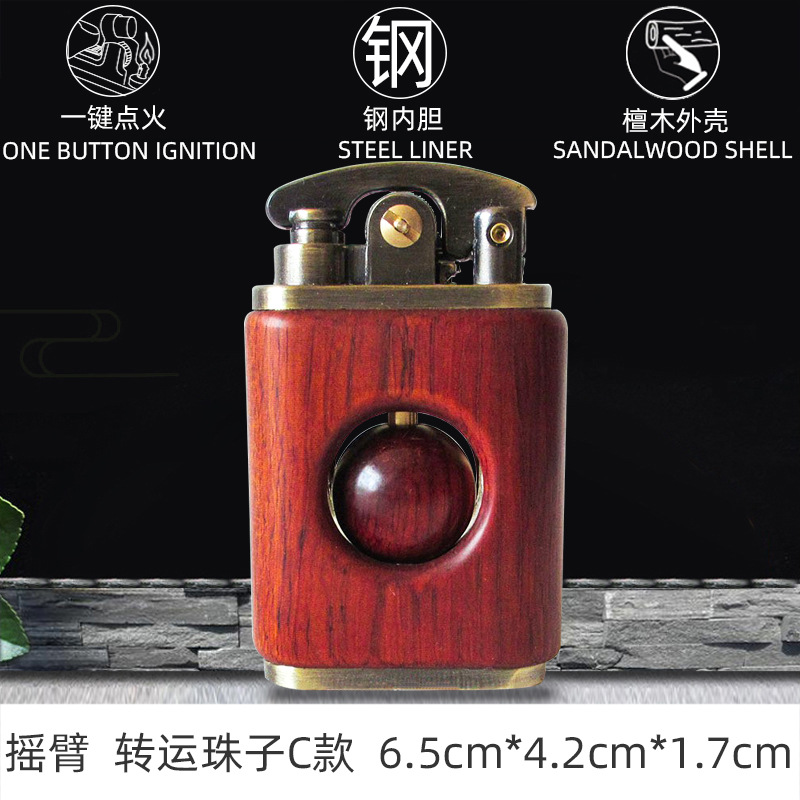 Rosewood Solid Wood Lighter The Mystic Nine Kerosene Windproof Zorro Gifts for Boys Custom Logo Lettering Creative Lighter