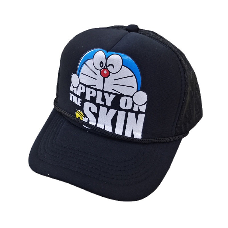 Children's Mesh Cap Doraemon Printed Baseball Cap Parent-Child Peaked Cap Kids Sun Protection Hat Sun Hat Breathable Sun Hat