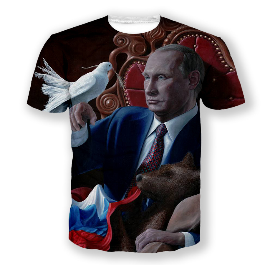 Amazon Cross-Border Hot Sale President Putin 3d Digital Printing Men Short-Sleeved Casual T-shirt Factory Wholesale