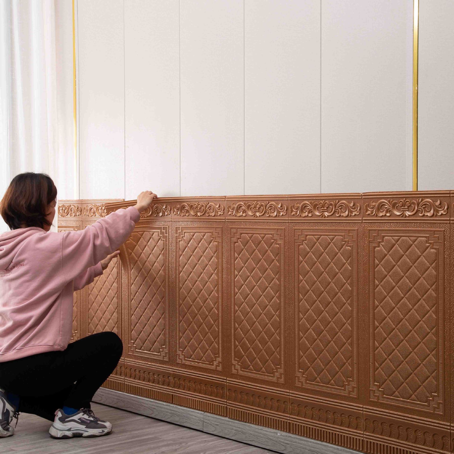 壁纸贴墙纸自粘3d立体墙贴泡沫软包装饰客厅卧室护墙板墙裙贴纸