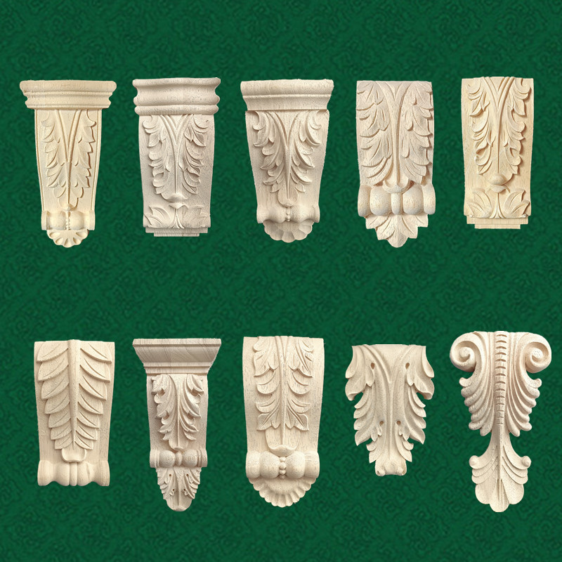 东阳木雕实木柱头欧式雕花柱头贴花花片家具小柱头欧式罗马柱头
