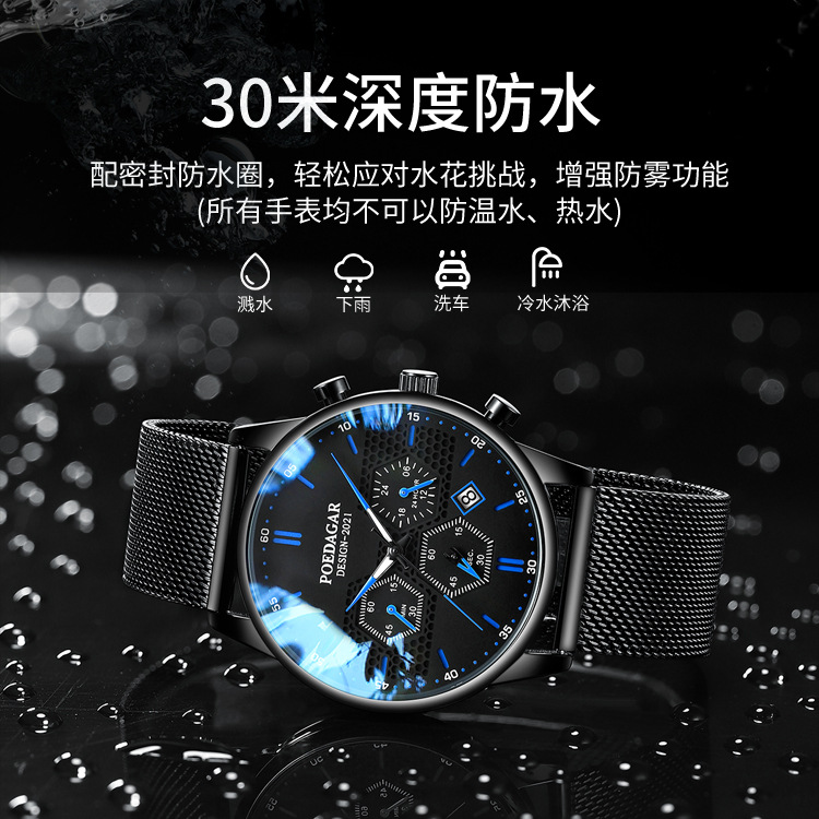 Swiss Brand Men's Watch Multi-Functional Waterproof Luminous Quartz Watch TikTok Hot Sale at AliExpress One Piece Dropshipping