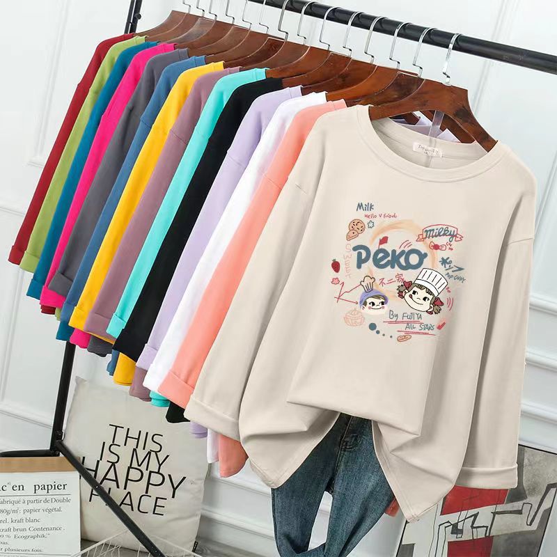 Factory Direct Sales Autumn and Winter Women's Clothes Long Sleeve T-shirt Women's Clothing plus Size Loose T-shirt Cross-Border Foreign Trade Stall Wholesale