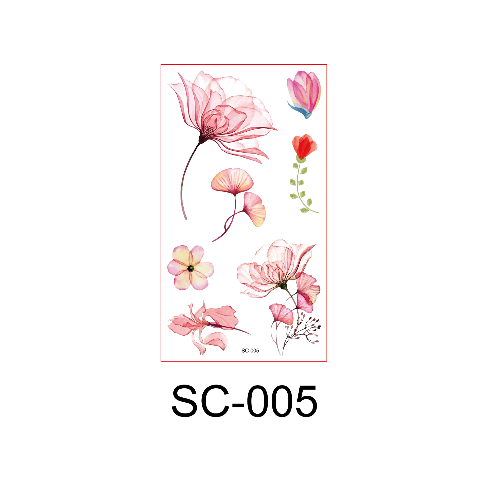 Watercolor Fresh Flowers Antique Style Tattoo Sticker Paper Hand Back Clavicle Chest European and American Scar Covering Flower Arm Tattoo Sticker