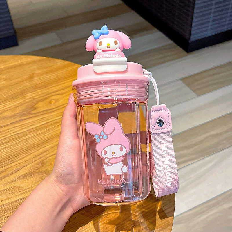 Sanrio Plastic Cup Portable Handle Good-looking Cute Fashion Cartoon Water Cup