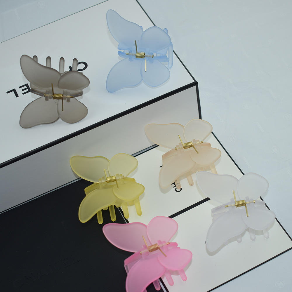 ins梦幻亚克力蝴蝶抓夹中号透明彩色发抓少女盘发造型夹子发饰品