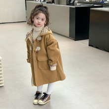 女童羊毛呢大衣2023新款秋冬洋气时髦女宝宝儿童中长款小女孩外套