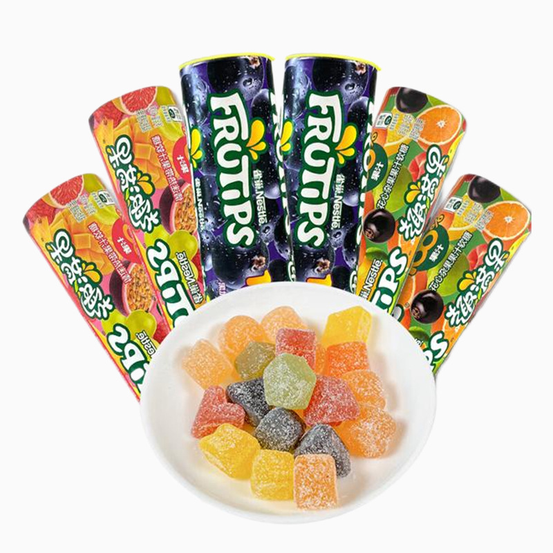 临期包邮 趣满果30g*4筒果汁软糖花心杂果黑加仑橡皮糖休闲零食品