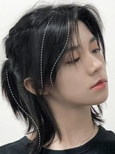 狼尾假发发男日系自然武士头可扎逼真鲻鱼头短发女男士全头套