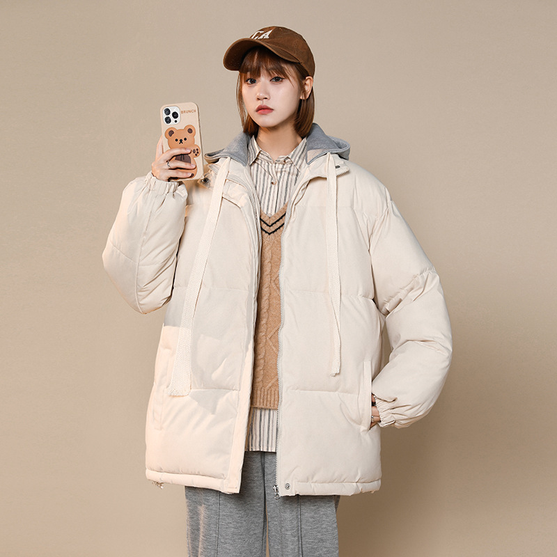 Fake Two Pieces Cotton Coat Jacket Men and Women Winter 2022 New Junior High School Students Loose Cotton Jacket Thickened Puffer Jacket