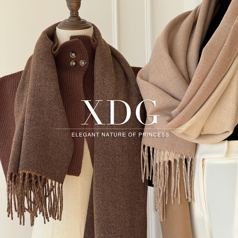 Exported to Japan Original Order Grade Light Luxury ~ Coat Mate Double-Sided Available Imitation Australian Wool Scarf Shawl