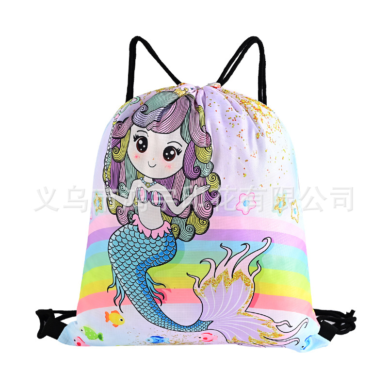 Cartoon Mermaid Waterproof Oxford Fabric Drawstring Bag Storage Bag Unicorn Buggy Bag Children Backpack Bag Wholesale