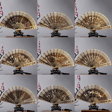 金丝楠镂空雕刻木质工艺品中国古风折扇办公室桌面摆件红木扇子