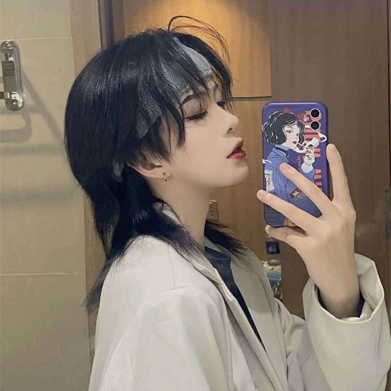 假发男短发网红鲻鱼头韩版帅气男士狼尾头发型蓬松自然学生全头套