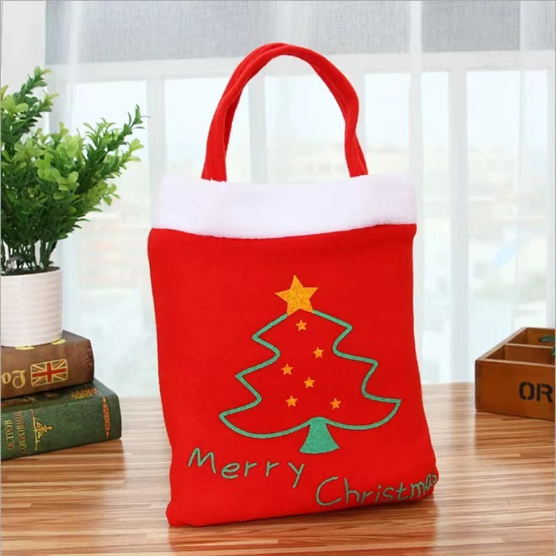 Christmas Decorations Red Flannel Fabric Printing Christmas Bag Children's Holiday Christmas Backpack Candy Bag Wholesale