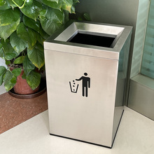 PJD1批发80升不锈钢直投垃圾桶方形无盖洗手间台下筒公司商用走廊