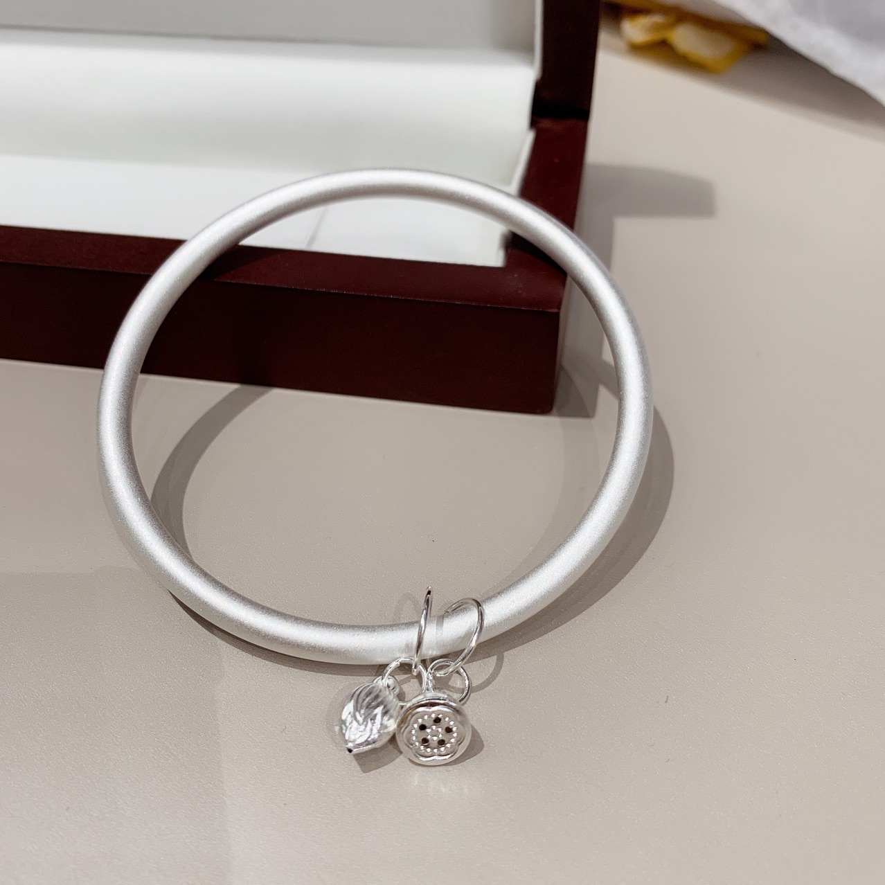 两世欢手镯闭口喷沙手镯白铜镀银