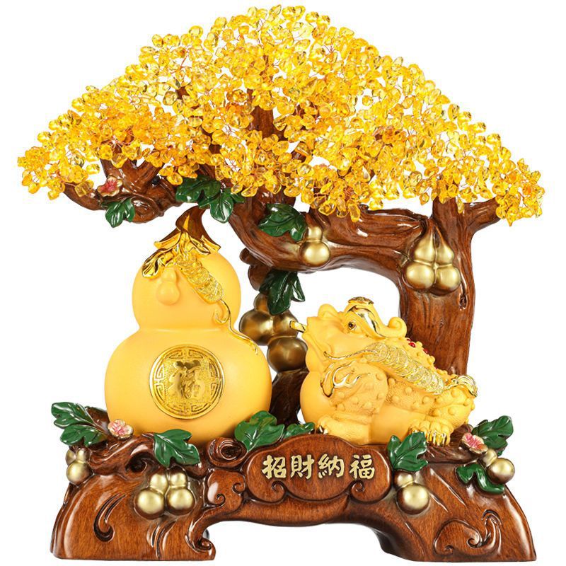 礼之源 金蟾招财纳福摆件水晶发财树葫芦摇钱树乔迁开业装饰礼品
