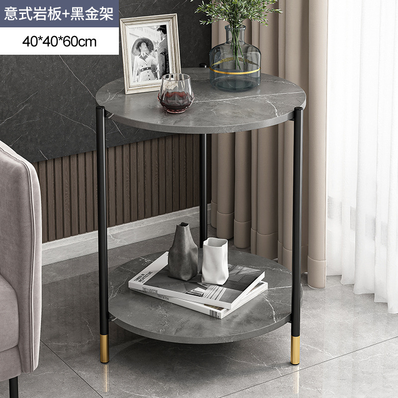 Italian Stone Plate Color Side Table Small Table Living Room Home Simple Modern Sofa Edge Coffee Table Minimalist Light Luxury Small round Table