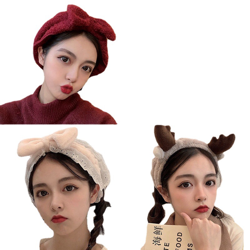 一件代发可爱发带女秋冬短发装饰头箍洗脸专用束发箍蝴蝶结头饰头
