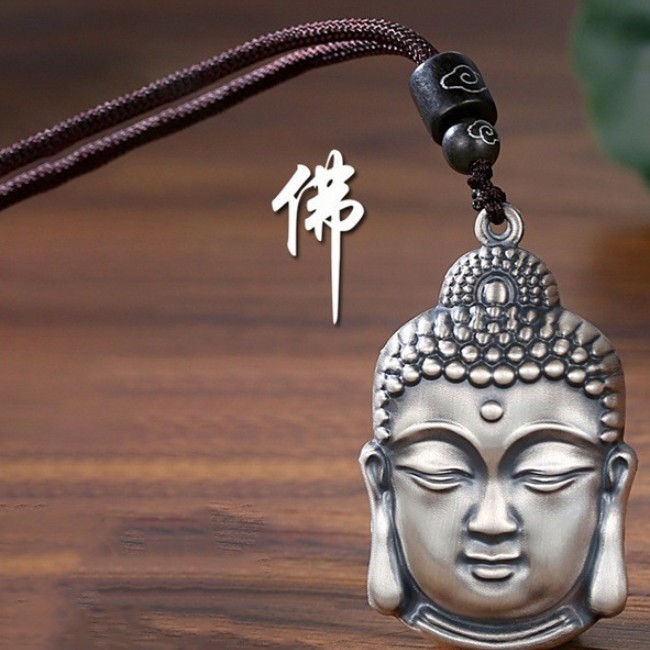 名族风复古佛头吊坠男女项链如来佛祖泰银挂坠佛像项坠女挂坠颈饰