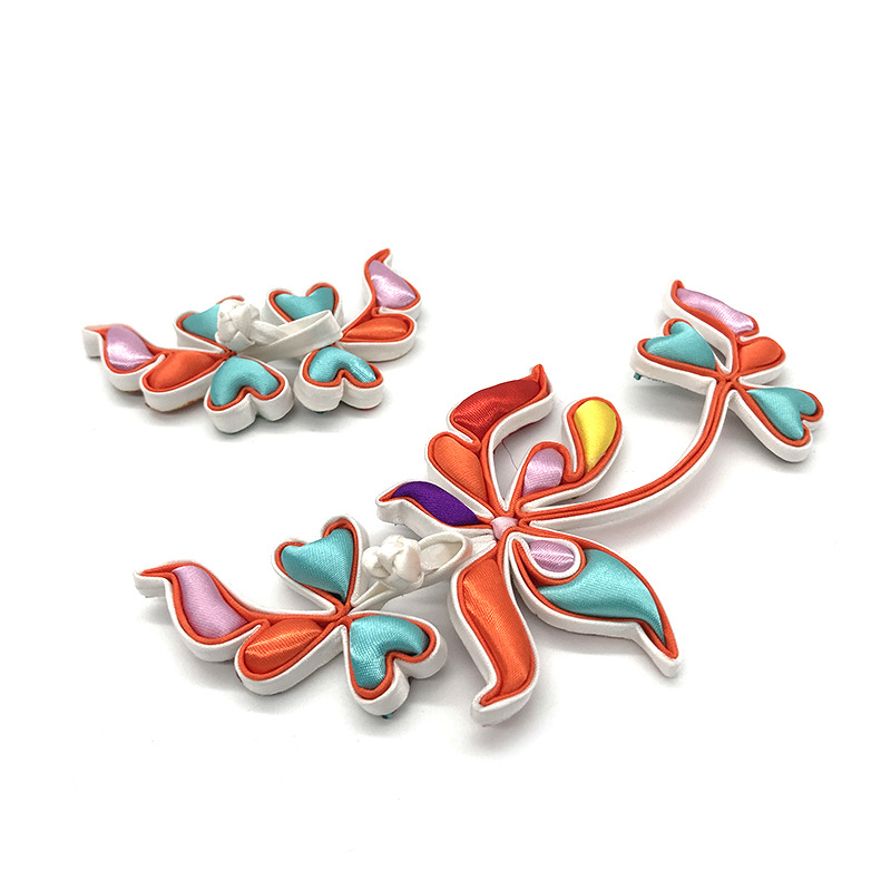 苏斯纽扣定型加铜丝古装改良旗袍大凤尾 套扣夹塞棉手 工彩色盘扣