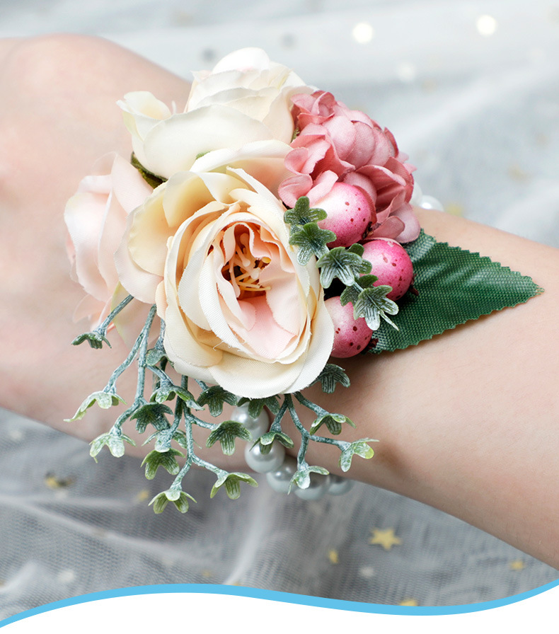 新娘结婚手腕花婚礼珍珠手腕花舞蹈表演伴娘手串花亚马逊跨境货源
