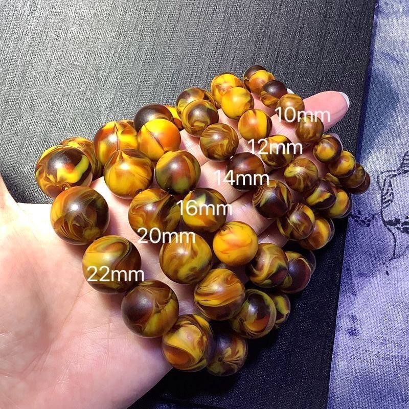新款金丝蜜蜡香珀手串男女生士蜜蜡圆珠情侣手链蜜蜡
