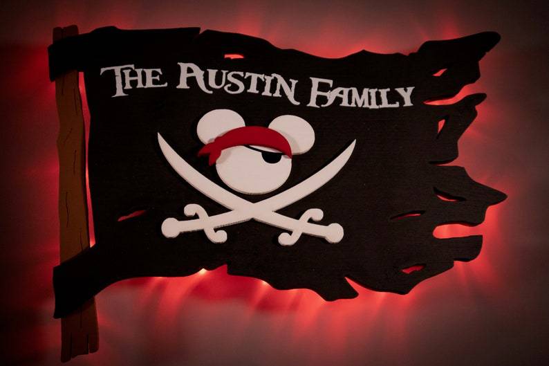 跨境外贸 童话世界海盗旗led夜灯壁灯装饰气氛灯儿童房卧室灯