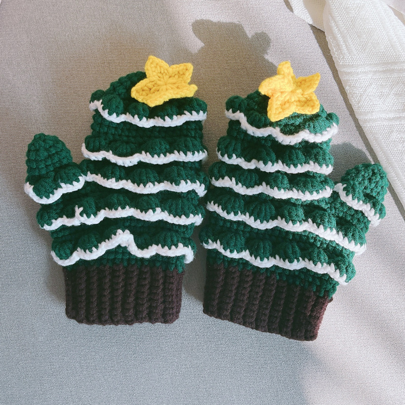 卡通可爱圣诞冬季手工编织手套diy材料包自制手织送女友创意礼物