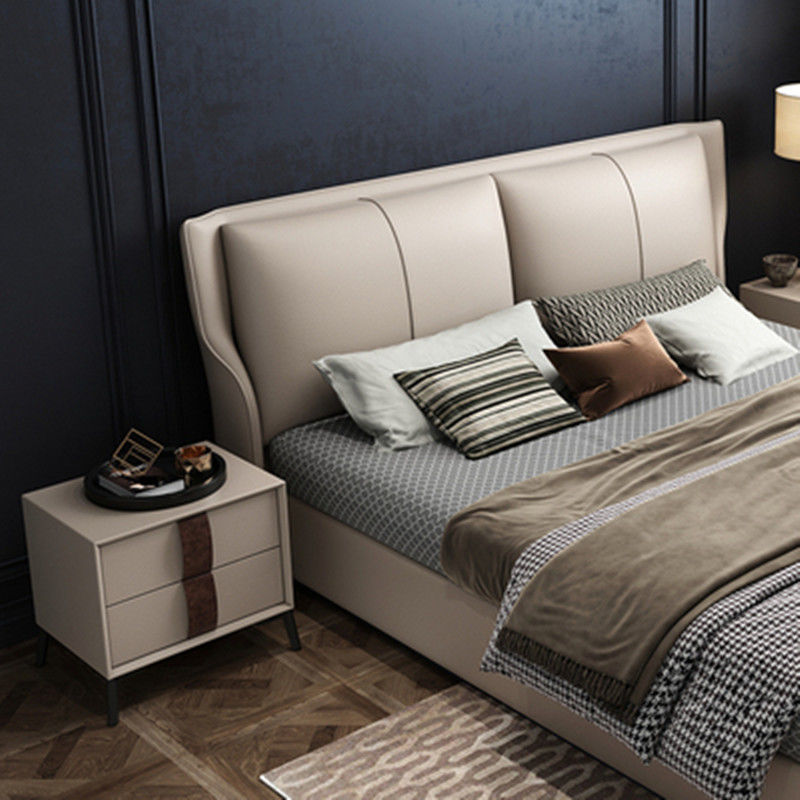 超薄床头软包床头板床双人.x米床.米家用简约豪华皮艺床现