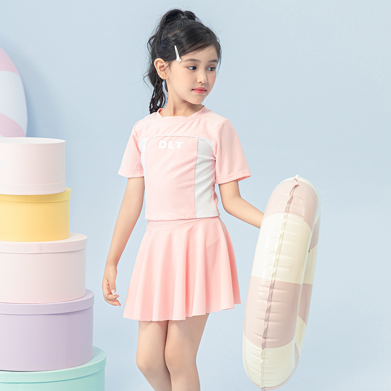 新款儿童泳衣分体女童公主裙中大童游泳衣女孩可爱学生专业游泳装