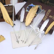Retro Feather Ballpoint Pen Christmas Gifts Writing Tool跨境
