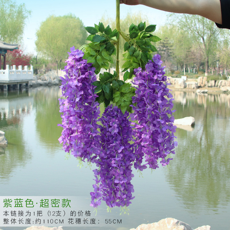 Artificial Flower And Artificial Plant Simulation Hanging Wisteria Flower Internet Celebrity Wedding Corridor Ceiling Decoration Encryption Tofu Pudding the Flowers Fake Flower Rattan Branches
