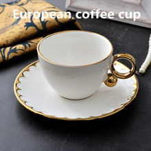 北欧风格简约白色珍珠工艺陶瓷咖啡杯碟套装 指环杯 餐饮杯 尾单