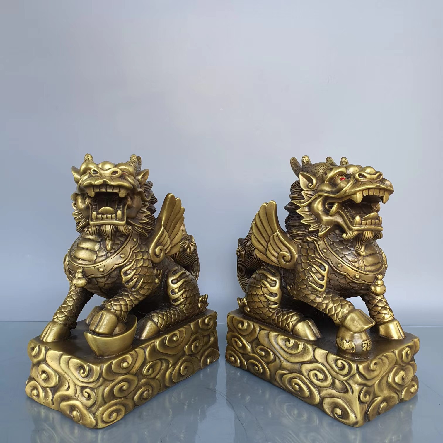 黄铜麒麟摆件八卦麒麟铜摆件办公室装饰摆设公司办公室开业礼品