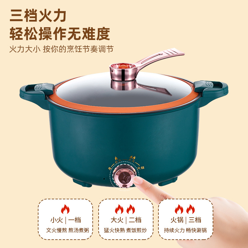 Multi-Functional Electric Cooker Boiled Instant Noodles Pot Household Integrated Electric Hot Pot Electric Frying Pan Micro Pressure Cooker Soup Pot Stew Pot