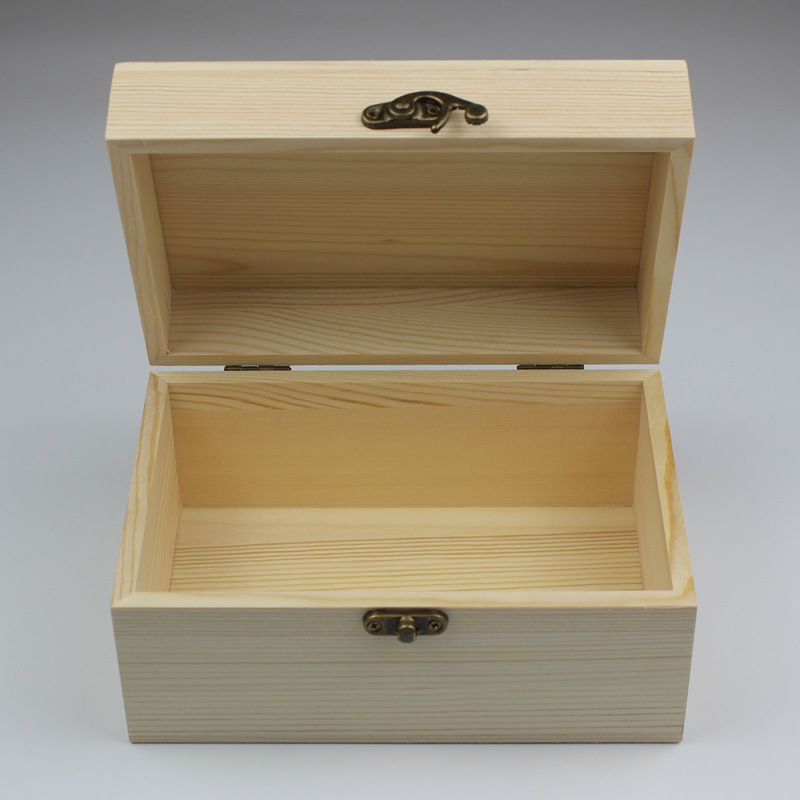木盒子长方形实木原木色翻盖木盒大小号木盒包装盒杂物收纳盒