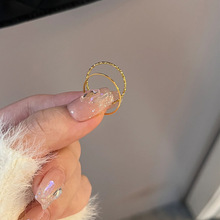 3D硬金巨细！0.5mm！绝配组合14k金戒指食指戒尾戒不掉色素圈指环