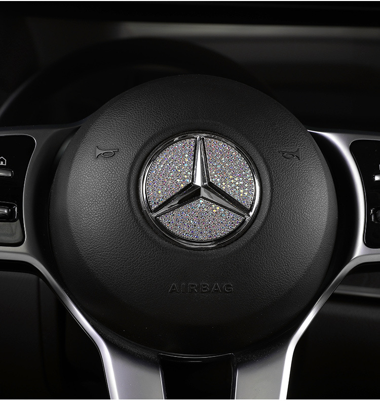 汽车车标方向盘标贴装饰贴钻石圈镶钻水钻改装标志装饰贴钻