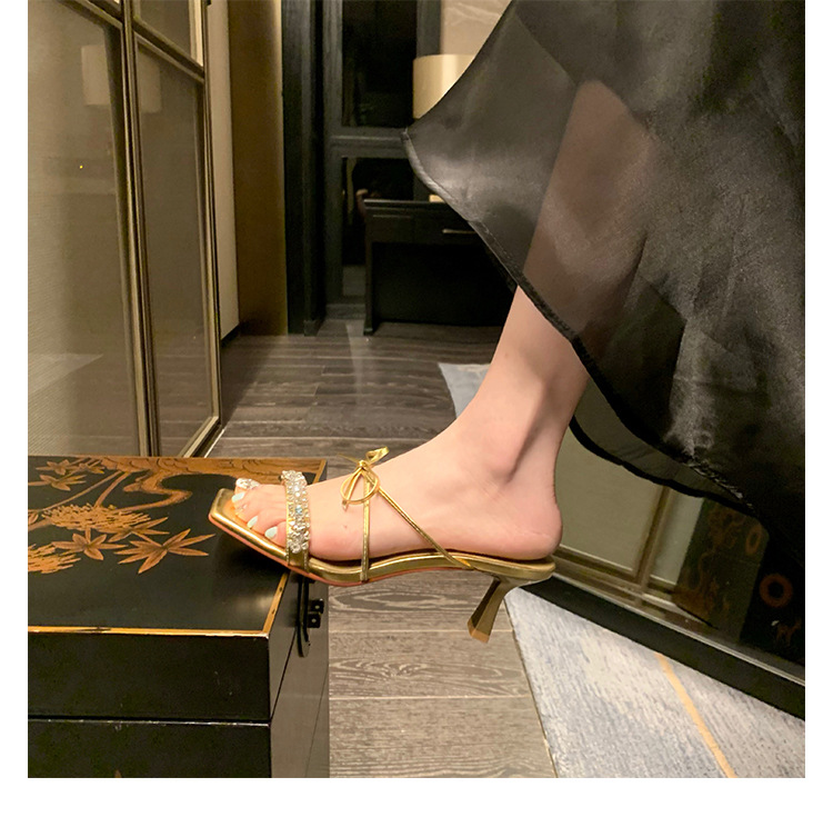 苏茵茵同款 司藤2.0~2022新款水钻一字带细高跟拖鞋女凉拖夏外穿