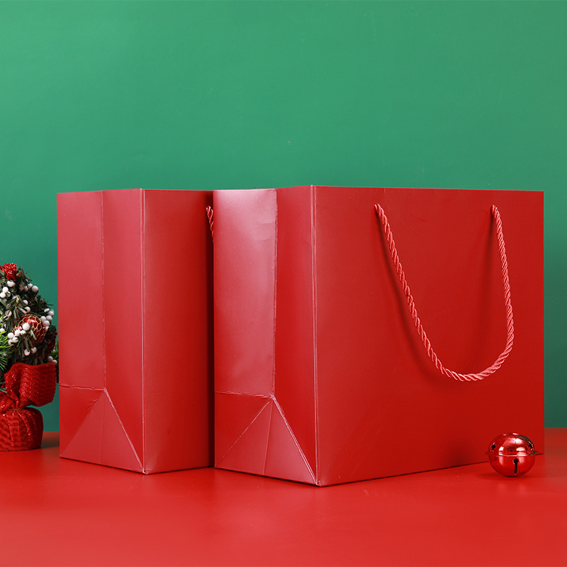 红色礼品袋纸质手提袋子服装购物袋生日回礼伴手礼物包装纸袋酒红