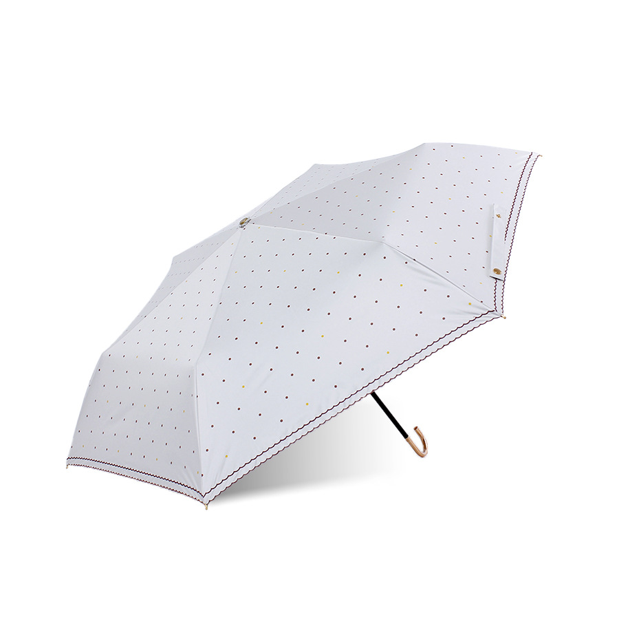 Three-Fold Golden Curved Handle Umbrella 8-Bone Bilateral Embroidery Two-Tone Point Sun-Proof Color Lightweight Folding Umbrella Sun Umbrella
